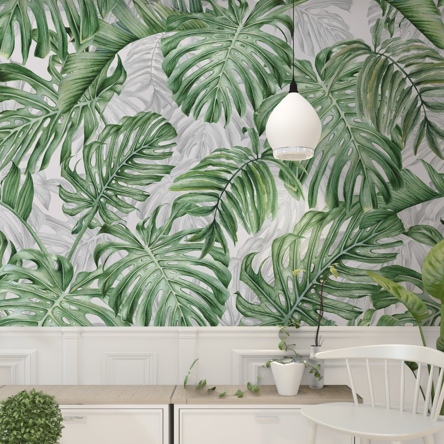 Tropical Leaf Pattern Wallpaper Mural - Peel and Stick
