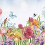 Papier peint panoramique jardin aquarelle fleuri