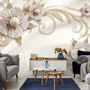 3D Look Pearl Daisy Floral Wallpaper Mural