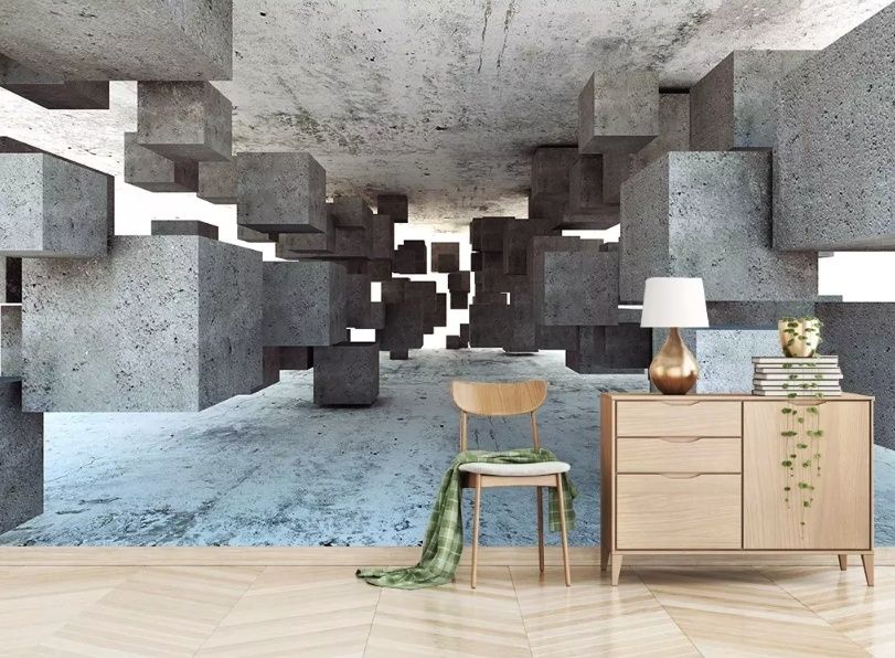 3D Look Abstract Geometric Corridor Wallpaper Mural