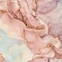 Papier peint panoramique d'art abstrait en marbre aux tons rosés/bleus doux