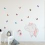 Kinder Rosa Ballerina Elefant und Hase mit kleinen Schmetterlingen Wandtattoo