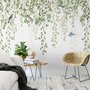 Green Hanging Leaves with Colorful Birds Wallpaper Mural