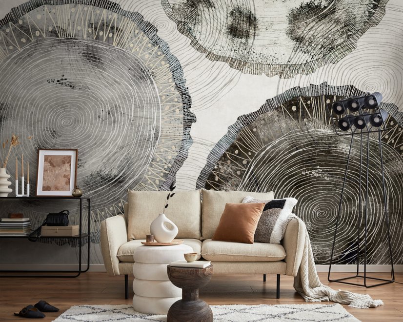 Watercolor Abstract Round Art Wallpaper Mural