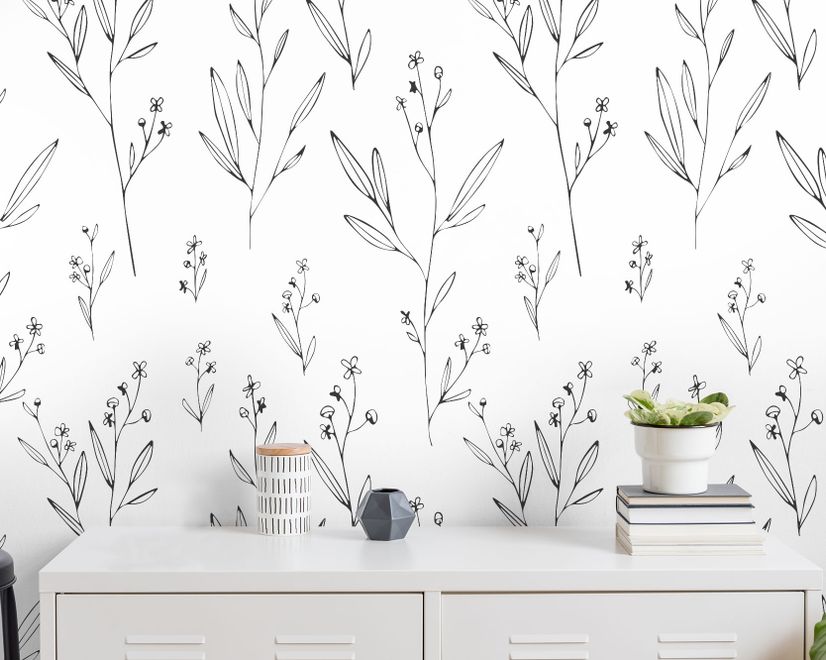 Minimal and Modern Field Plants Art Wallpaper Mural