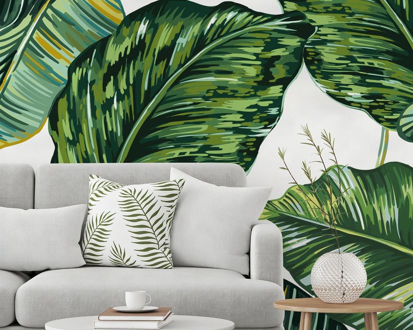 Papier peint panoramique feuille de bananier tropicale
