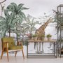 Kids Tropical Animals with Mountain Wallpaper Mural