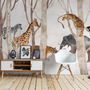 Watercolor Wild Animals Wallpaper Mural