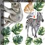Kids Tropical Animals with Leafs Wall Decal Sticker