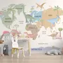 Kids Dinosaurs World Map Wallpaper Mural