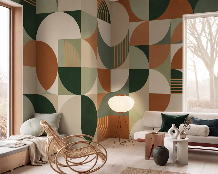 Retro Abstract Geometric Shapes Wallpaper Mural