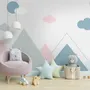 Blue Pink Mountains and Clouds Wallpaper Mural