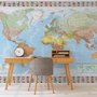 Political World Map and Country Flags Wallpaper Mural