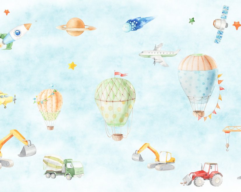 Kids Hot Air Balloons Wallpaper Mural