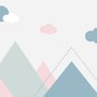Blue Pink Mountains and Clouds Wallpaper Mural