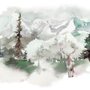 Winter Forest and Horned Deer Wallpaper Mural