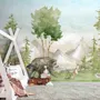 Kids Watercolor Coniferous Forest with Animals Wallpaper Mural