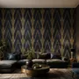 Art Deco Triangle Line on Dark Background Wallpaper Mural