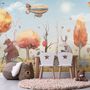 Kids Winter Animals with Zeppelin Wallpaper Mural