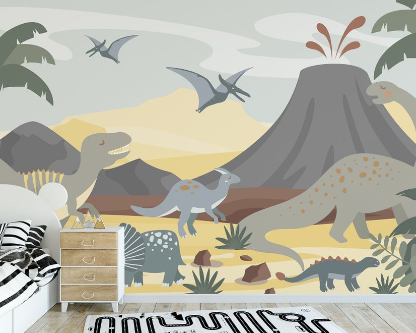 Papier peint dinosaures doux pour enfants