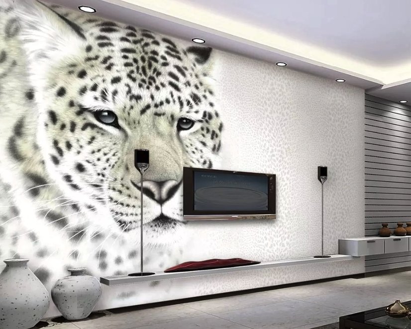3D Look Monochrome Tiger Wallpaper Mural