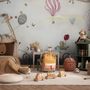 Vintage Hot Air Balloon and Rainbow Wallpaper Mural