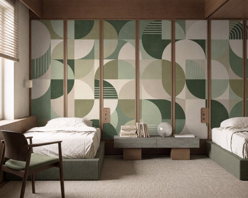 Retro Abstract Geometric Shapes Wallpaper Mural
