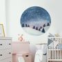 Snowy Forest Circle Landscape Wall Decal Sticker
