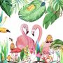 Flamingos with Toucan Bird Wallpaper Mural