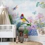 Hydrangea and Peony with Parrot Wallpaper Mural