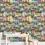 Kids Watercolor Medieval House with Plants Wallpaper Mural