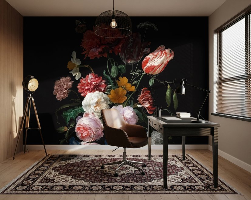 Dutch Florals Still Life Flowers in Vase Wallpaper Mural