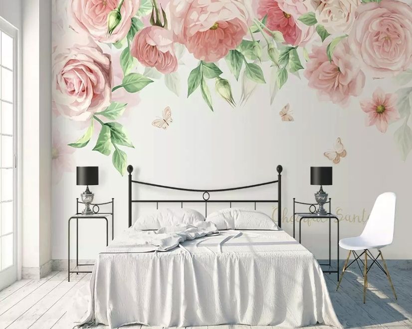 Pink Flower Art Wallpaper Mural