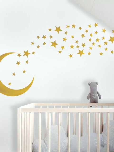 Goldener Mond und kleine Sterne Wandtattoo