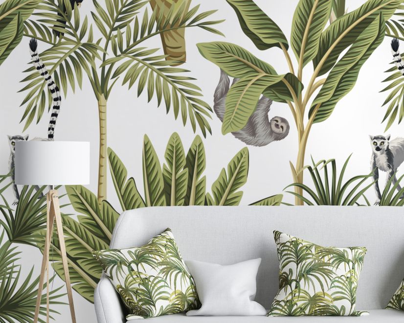 Banana Leaf with Toucan Koala Animals Wallpaper Mural
