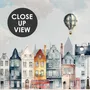 Kids Harbor Village and Hot Air Balloons Wallpaper Mural