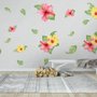 Stickers muraux - fleurs et feuilles vertes tropicales - rose jaune Mirabilis