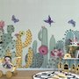 Papier peint panoramique cactus et papillons aquarelle