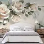 Magnifique Papier peint panoramique de roses et de papillons blancs