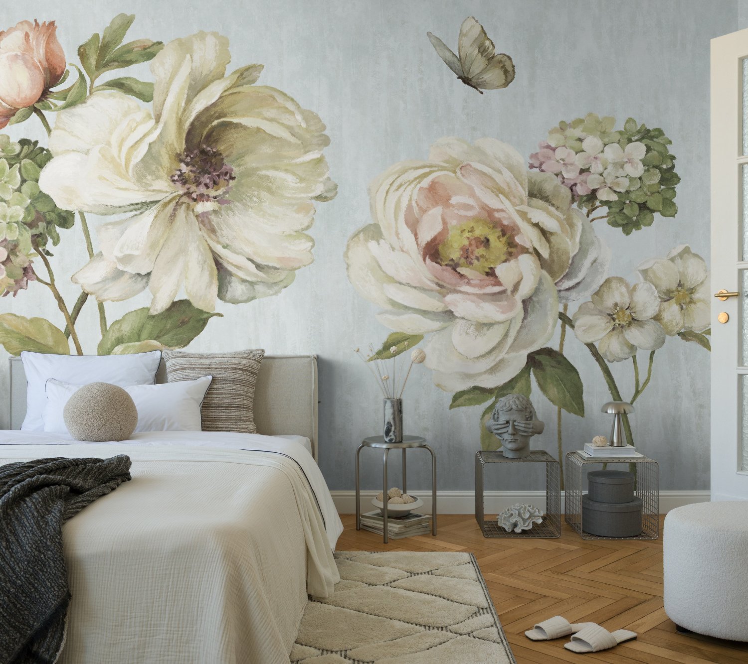 Vintage Peony Floral Wallpaper Mural - Peel and Stick