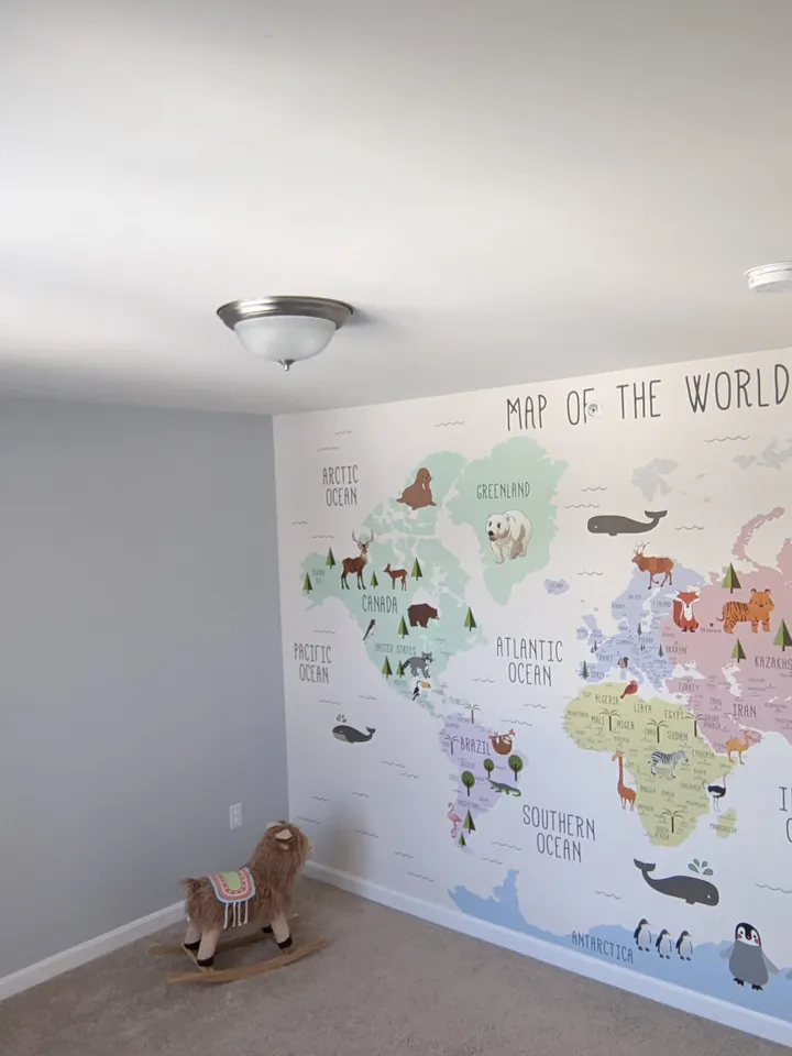 Kids Nursery Educational Continent World Map Wallpaper Mural