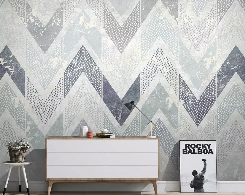 Zigzag Pattern with Dot Work Wallpaper Mural