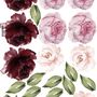 Watercolor Red Pink Peony Floral Wall Decal Sticker