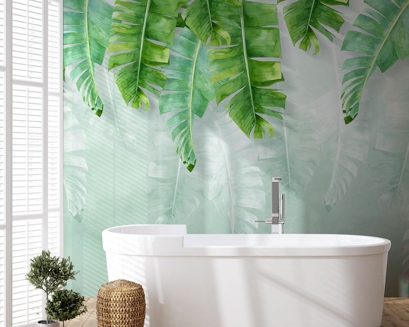Tropical Leaves and Shading Leaf Wallpaper Mural