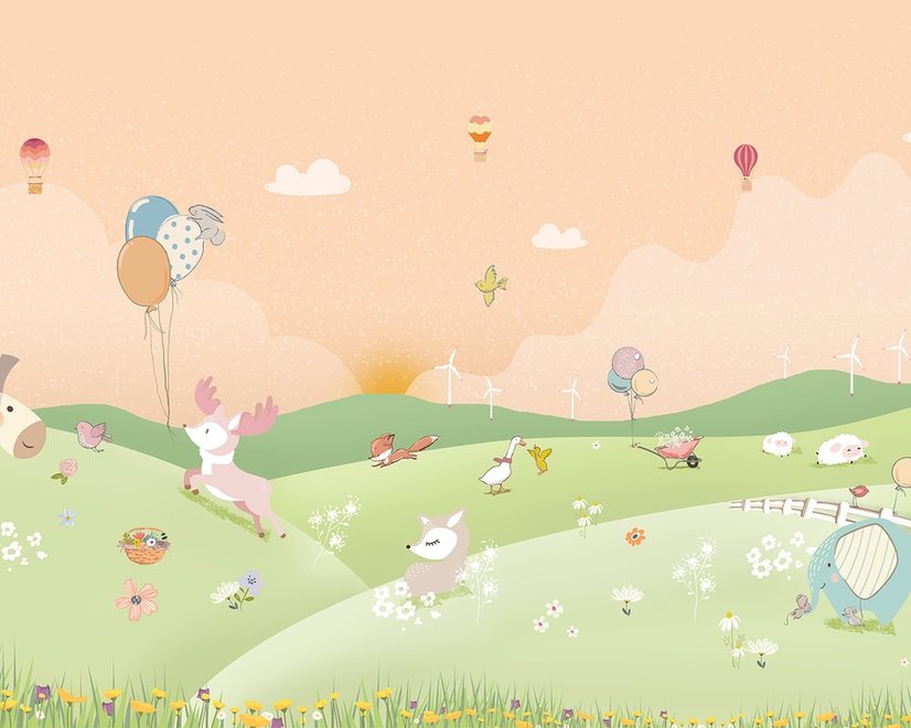 Kinderzimmer Cartoon Waldlandschaft Fototapete