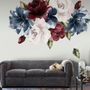 Dark Blue Red Peony Floral Bouqet Wall Decal Sticker