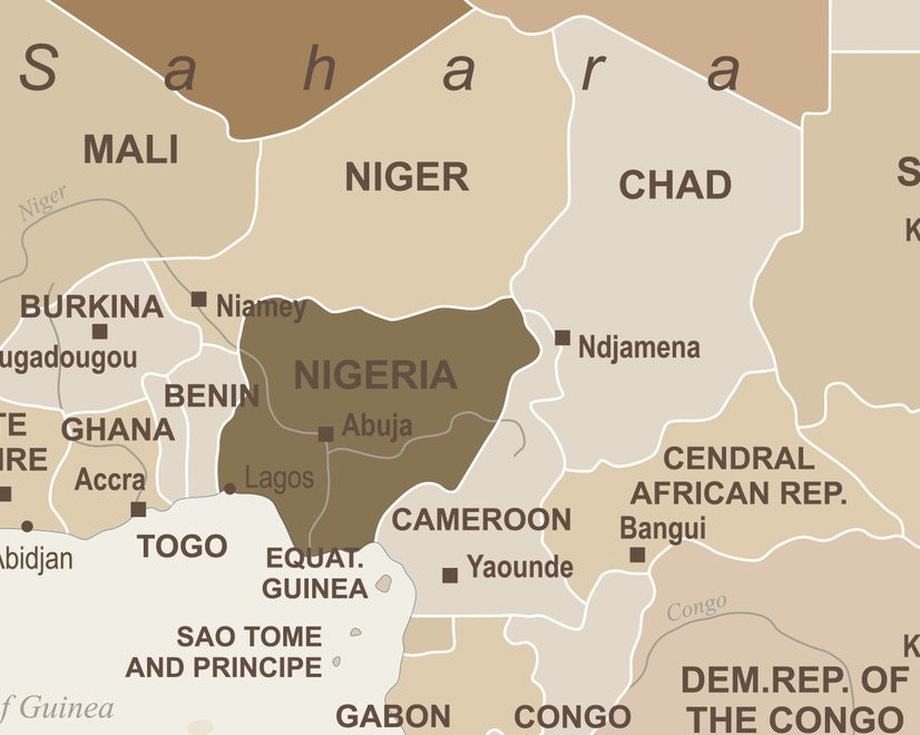 Papier peint panoramique de la carte politique marron