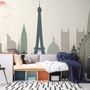 Paris City with Eiffel Tower and Amusement Park Wallpaper Mural