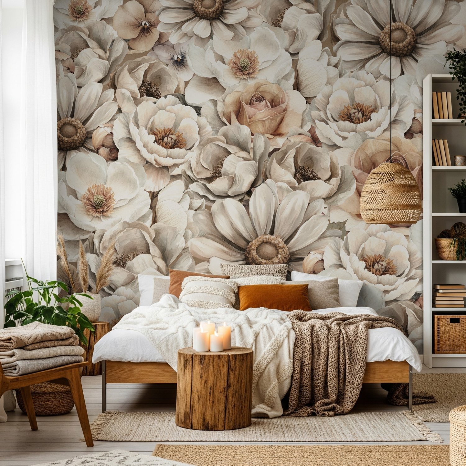 Romantic Garden Bloom Floral Wallpaper - Peel and Stick