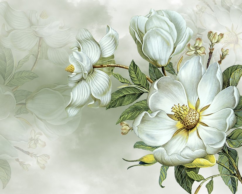 Nostalgische Magnolien-Fototapete